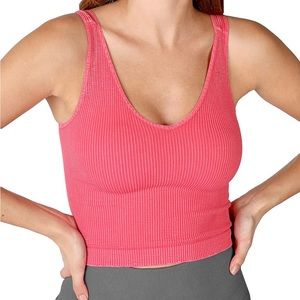 NIKIBIKI Women Seamless Vintage V-Neck Ribbed Crop Top